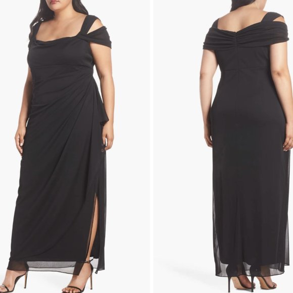 Alex Evenings, Cold Shoulder Ruffle Gown, Size 14 - Picture 1 of 4